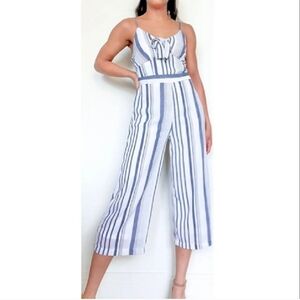 Japna Navy and White Striped Jumpsuit